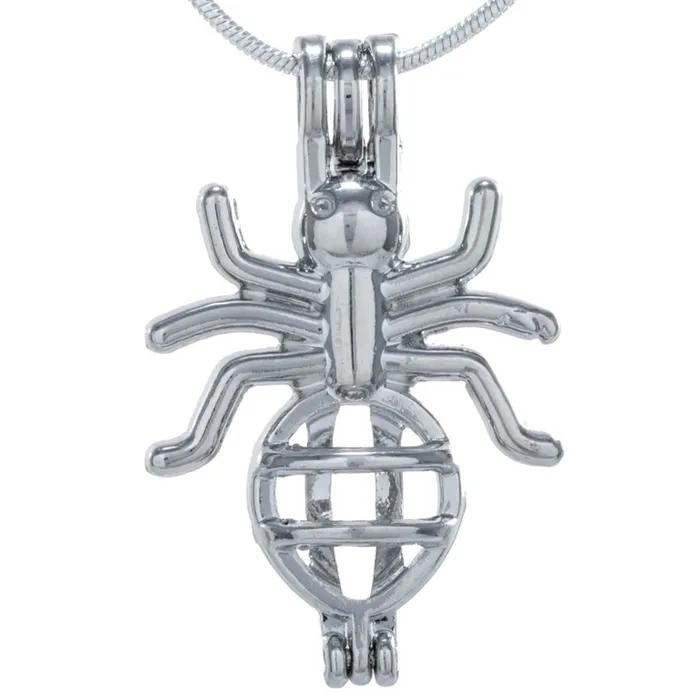 CPSP101 Necklaces Cage Pendant Silver Plated Spider 1x 1 