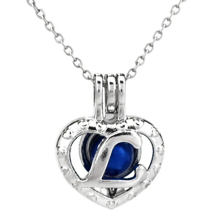 CPSP165L Necklaces Cage Pendant Silver Plated Letter L