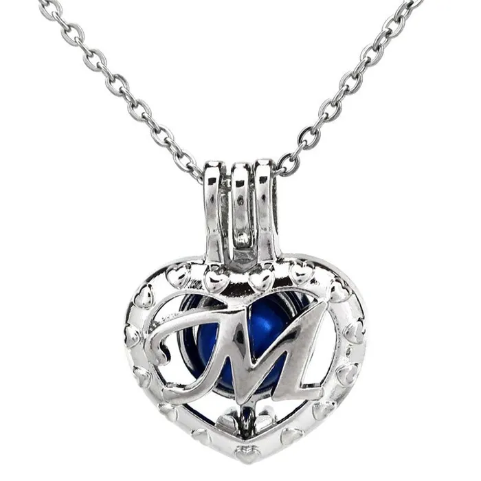 CPSP166M Necklaces Cage Pendant Silver Plated Letter M