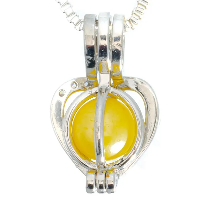 CPSP252 Necklaces Cage Pendant Silver Plated Heart Swirl with Center Rhinestone CPSP252 Necklaces Cage Pendant Silver Plated Heart Swirl with Center Rhinestone
