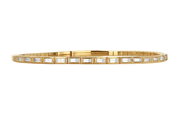Diamond Baguette Flexible Bangle Rachel Reid Bracelets