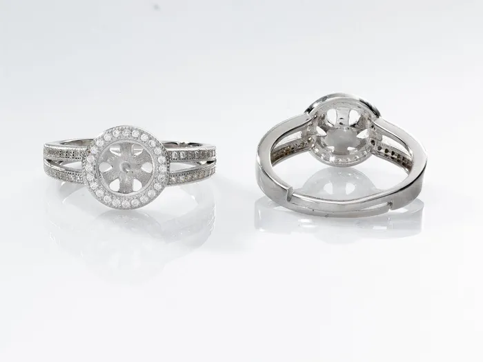 DIY Mount Adjustable Ring 925 Sterling Silver Halo 2 With Rhinestones MRAST022 Rings DIY Mount Adjustable Ring 925 Sterling Silver Halo 2 With Rhinestones MRAST022 Rings