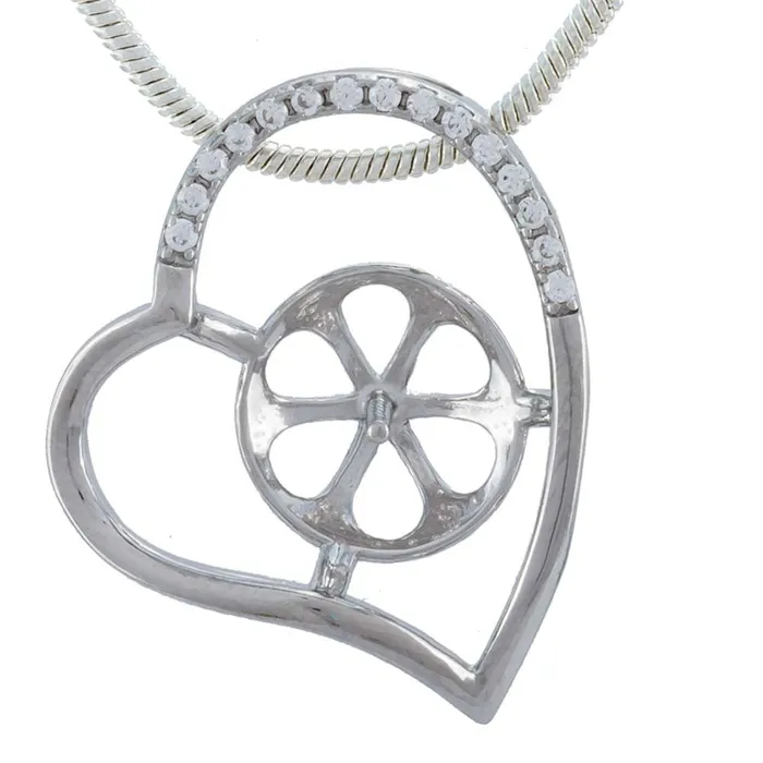 DIY Mount Pendant 925 Sterling Silver Flower Petal Rhinestone Heart MPST025 Necklaces DIY Mount Pendant 925 Sterling Silver Flower Petal Rhinestone Heart MPST025 Necklaces