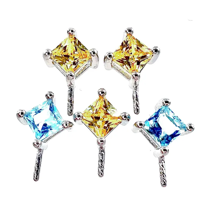 DIY Mount Pendant 925 Sterling Silver Yellow and Blue Rhinestones 5 Pack MPST129 Necklaces DIY Mount Pendant 925 Sterling Silver Yellow and Blue Rhinestones 5 Pack MPST129 Necklaces