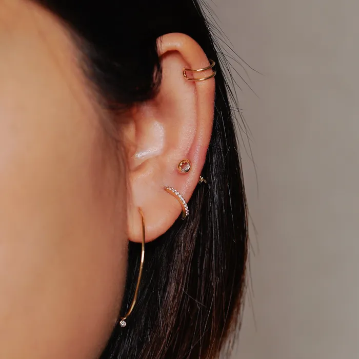 Earrings AURELIE GI ANNE Bezel Diamond Hoops