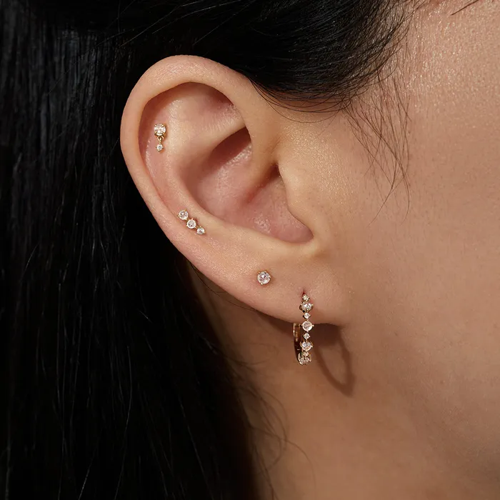 Earrings AURELIE GI AUDREY Rose Cut White Sapphire Single Huggie Hoop