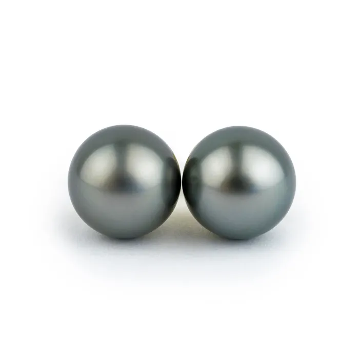 Earrings Dark Silvery 9699mm Tahitian Pearl Stud Earrings Kamoka Pearl