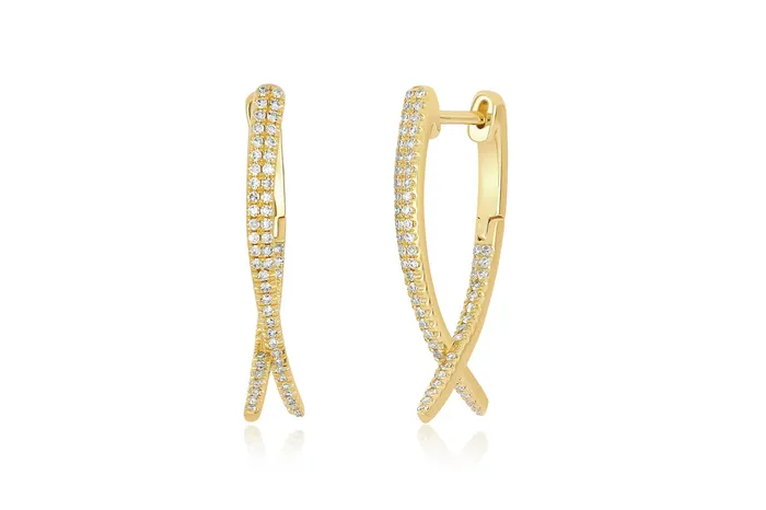 Earrings ef collection Diamond Loop Hoop Earring