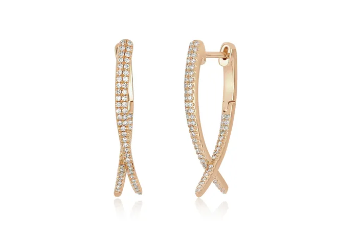 Earrings ef collection Diamond Loop Hoop Earring
