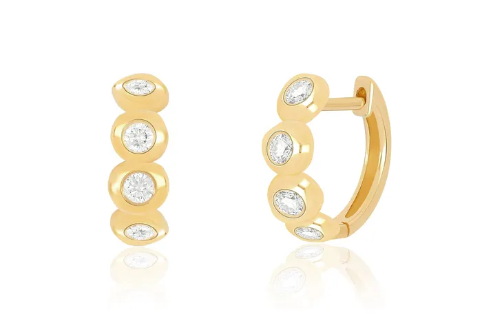 Earrings ef collection Diamond Pillow Huggie Earring