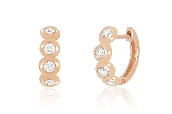 Earrings ef collection Diamond Pillow Huggie Earring