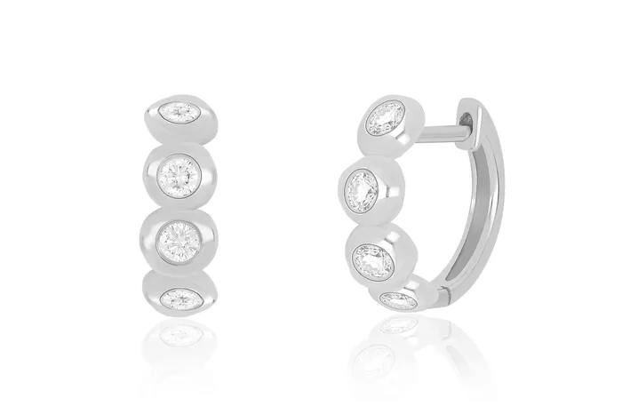 Earrings ef collection Diamond Pillow Huggie Earring