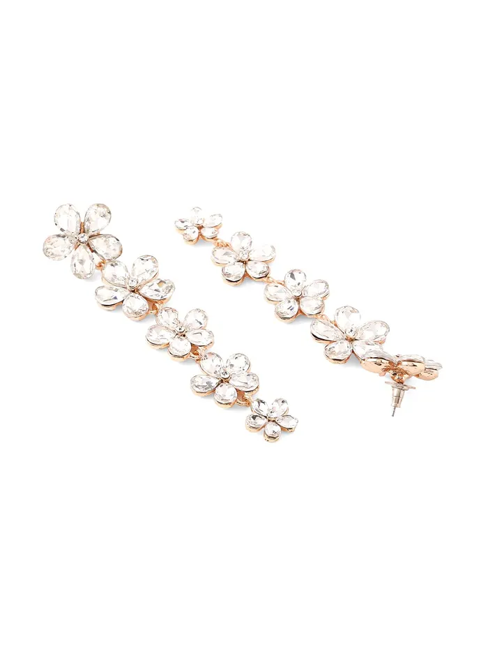 Earrings Kairangi Kairangi Earrings for Women Fashion Dangler Elegant Sparkling Crystal Floral Shaped Long Danglers Earrings for Women and Girls