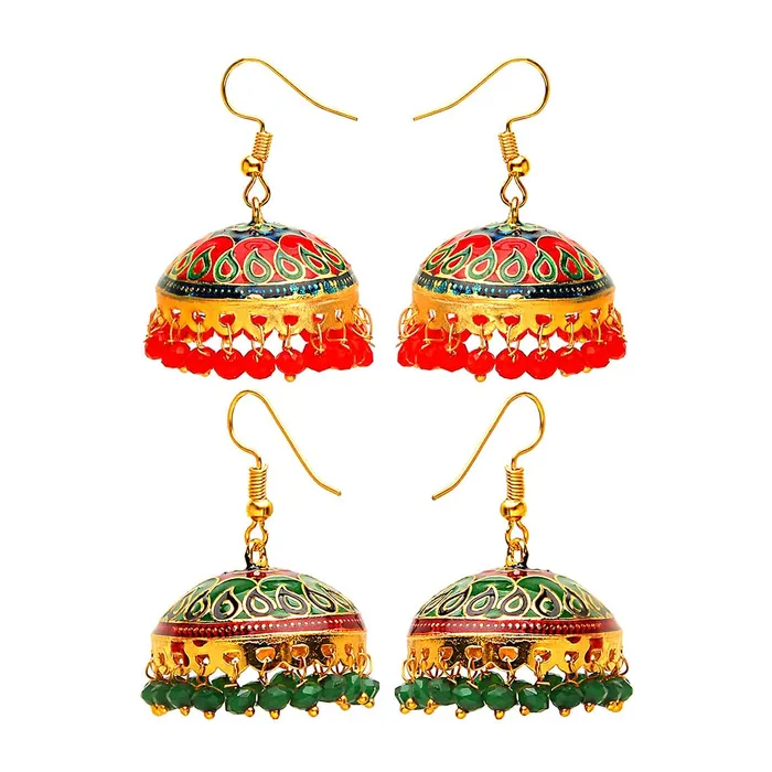 Earrings Kairangi Meenakari Earrings for women Handcrafted Meenakari Combo 2 Pairs Traditional JhumkaJhumki Earrings for Women and Girls MNKR 15 Yellow Chimes Earrings Kairangi Meenakari Earrings for women Handcrafted Meenakari Combo 2 Pairs Traditional JhumkaJhumki Earrings for Women and Girls MNKR 15 Yellow Chimes