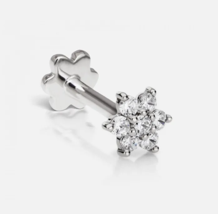 Earrings Maria Tash 45mm Diamond Flower Threaded Stud