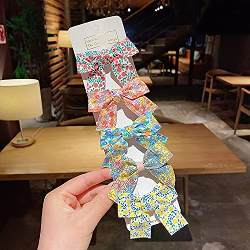 Earrings Melbees by Yellow Chimes Combo of 13 pcs with 5 PCs Printed Bow Hair Clips Ribbon Hair Clips and 8 Pcs Hair Snap Clips Hair Accessories for Kids Girls MultiColor Meduim YCHACLKD003MC Yellow Chimes