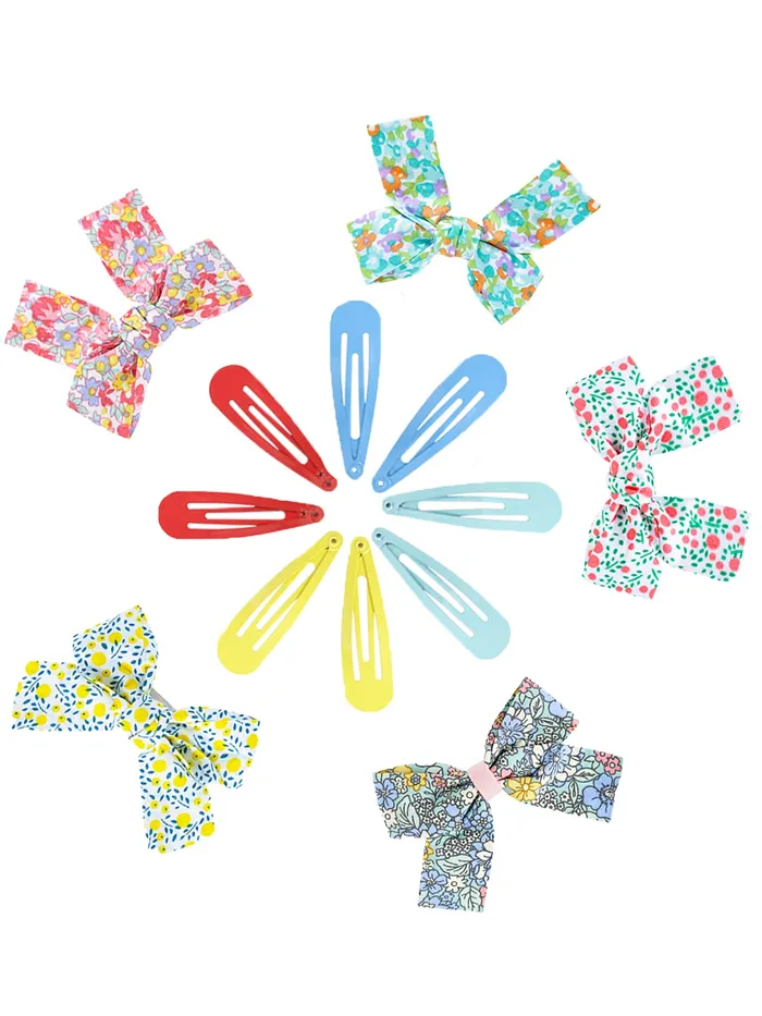 Earrings Melbees by Yellow Chimes Combo of 13 pcs with 5 PCs Printed Bow Hair Clips Ribbon Hair Clips and 8 Pcs Hair Snap Clips Hair Accessories for Kids Girls MultiColor Meduim YCHACLKD003MC Yellow Chimes