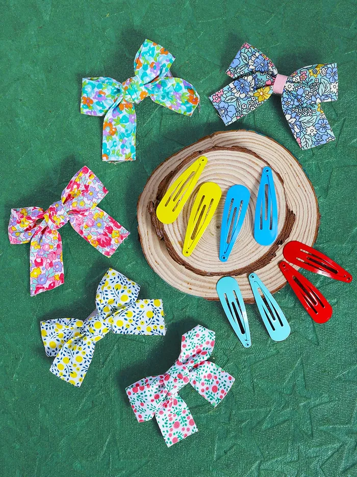 Earrings Melbees by Yellow Chimes Combo of 13 pcs with 5 PCs Printed Bow Hair Clips Ribbon Hair Clips and 8 Pcs Hair Snap Clips Hair Accessories for Kids Girls MultiColor Meduim YCHACLKD003MC Yellow Chimes