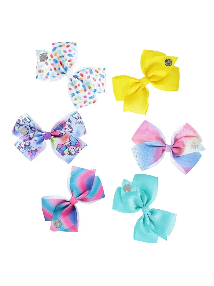 Earrings Melbees by Yellow Chimes Melbees by Yellow Chimes Hair Clips for Girls 6 Pcs Bow Hairclips Hair Accessories Printed Unicorn Mermaid Pattern Alligator Hair Clips for Kids and Girls