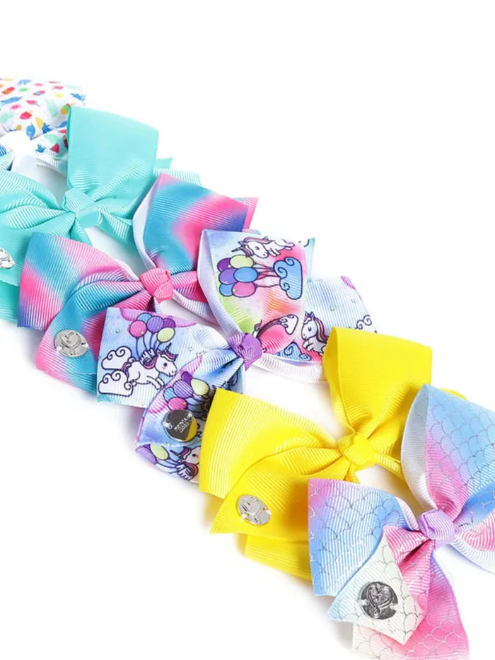 Earrings Melbees by Yellow Chimes Melbees by Yellow Chimes Hair Clips for Girls 6 Pcs Bow Hairclips Hair Accessories Printed Unicorn Mermaid Pattern Alligator Hair Clips for Kids and Girls