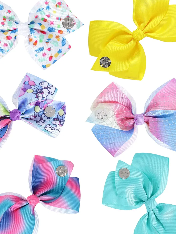 Earrings Melbees by Yellow Chimes Melbees by Yellow Chimes Hair Clips for Girls 6 Pcs Bow Hairclips Hair Accessories Printed Unicorn Mermaid Pattern Alligator Hair Clips for Kids and Girls