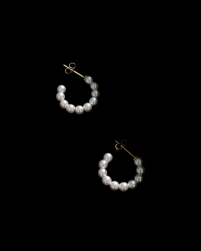 Earrings MYJN Pixie Mini Crystal Pearl Hoops