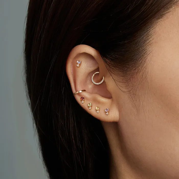 Earrings NOVEMBER Citrine and White Sapphire Stud Earring AURELIE GI