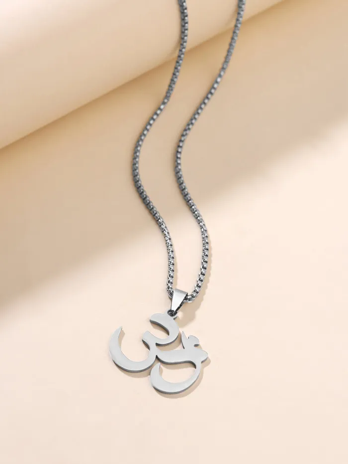 Earrings Yellow Chimes Chain Pendant for Men Fashion Silver Pendants for Men Om Shaped Pendent Necklace Stainless Steel Chain for Boys Accessories for Men Birthday Gift for Men Boys Yellow Chimes