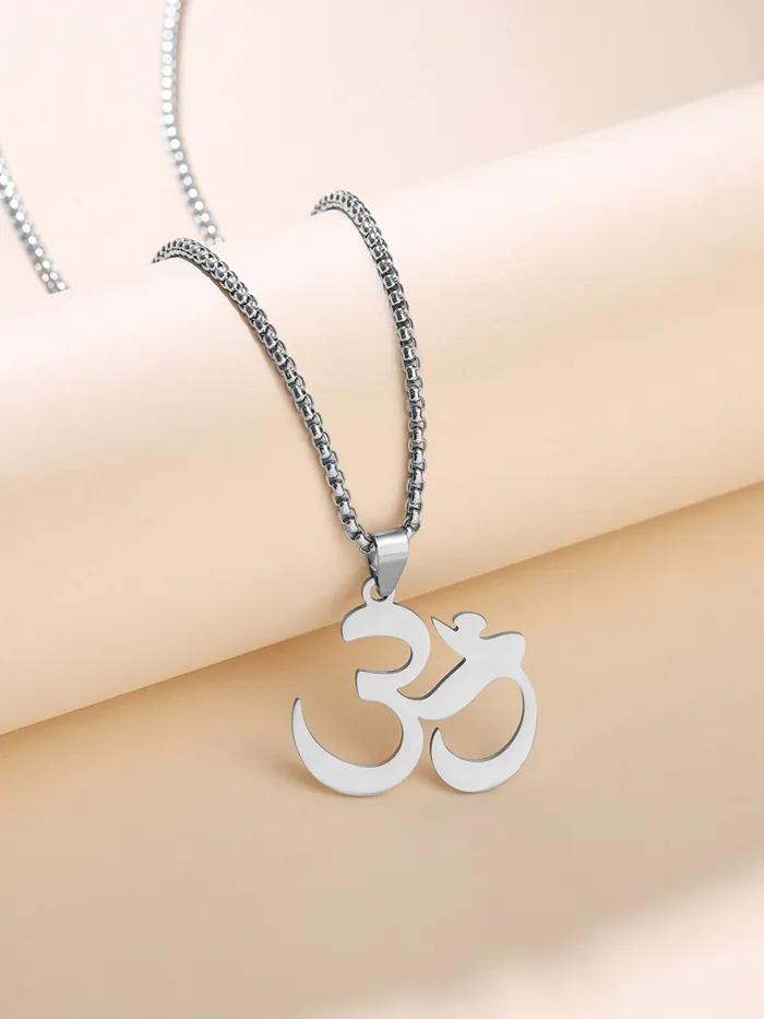 Earrings Yellow Chimes Chain Pendant for Men Fashion Silver Pendants for Men Om Shaped Pendent Necklace Stainless Steel Chain for Boys Accessories for Men Birthday Gift for Men Boys Yellow Chimes
