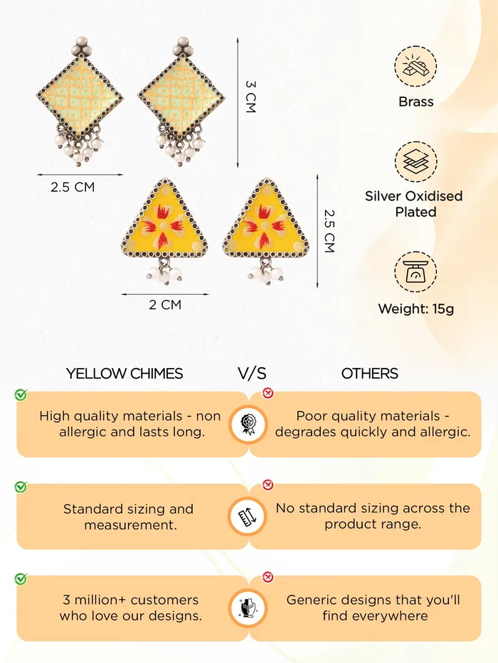 Earrings Yellow Chimes Combo of 2 Pairs Traditional Meenakari Stud Earrings Gift for Women Girls Multicolor
