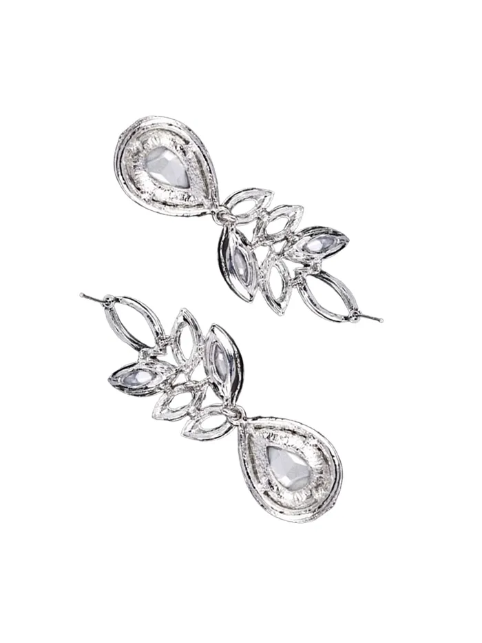 Earrings Yellow Chimes Crystal Earrings for Women SilverPlated White Crystal Leafy Drop Earrings For Women and Girls Yellow Chimes