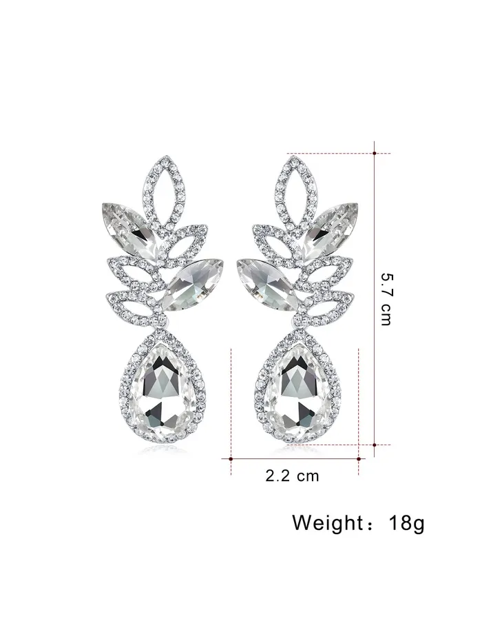 Earrings Yellow Chimes Crystal Earrings for Women SilverPlated White Crystal Leafy Drop Earrings For Women and Girls Yellow Chimes