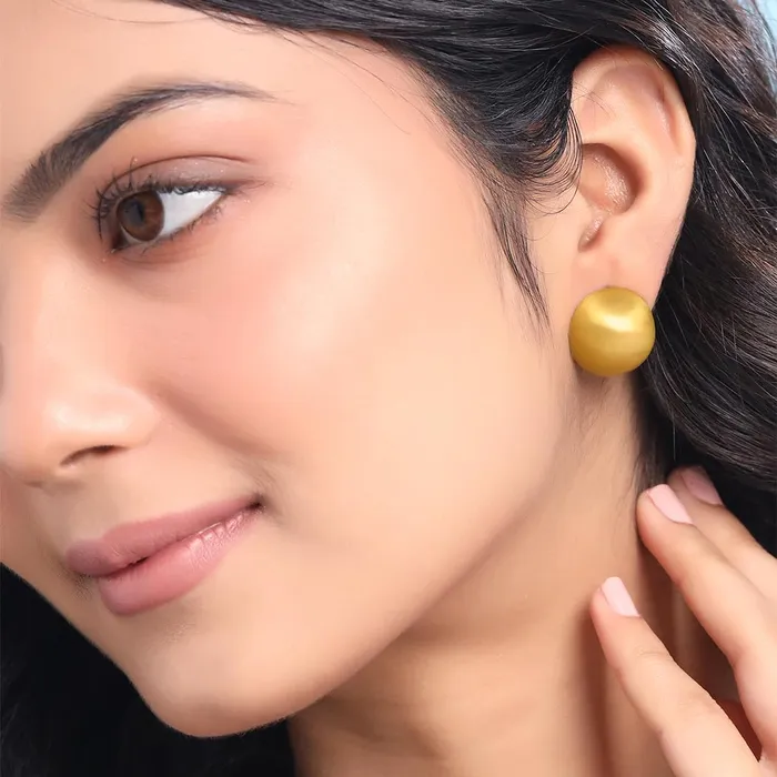 Earrings Yellow Chimes Earrings for Women and Girls Fashion Golden Stud Earrings for Women Gold Plated Matte Brushed Round Studs Earrings Birthday Gift for Girls Women Anniversary Gift for Wife Yellow Chimes