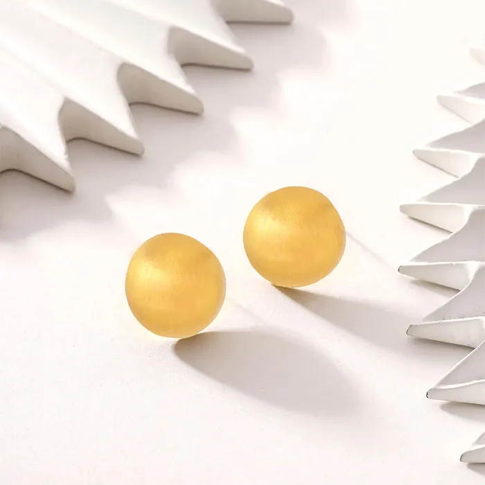 Earrings Yellow Chimes Earrings for Women and Girls Fashion Golden Stud Earrings for Women Gold Plated Matte Brushed Round Studs Earrings Birthday Gift for Girls Women Anniversary Gift for Wife Yellow Chimes