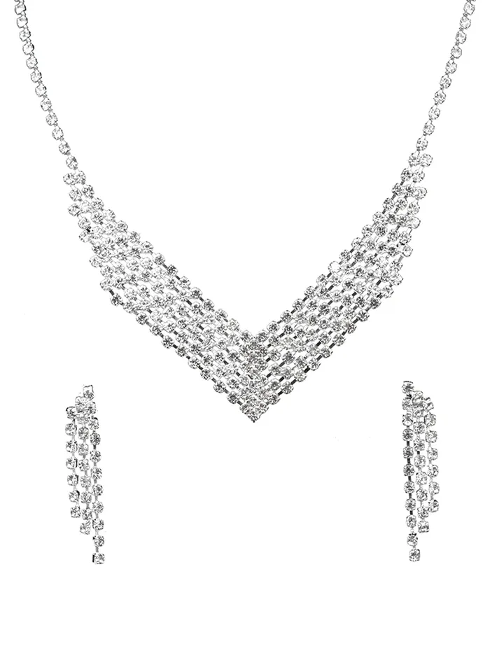 Earrings Yellow Chimes Jewellery Set For Women with Studded Classic Design Silver Plated White crystal Necklace Set Design1 Yellow Chimes Earrings Yellow Chimes Jewellery Set For Women with Studded Classic Design Silver Plated White crystal Necklace Set Design1 Yellow Chimes