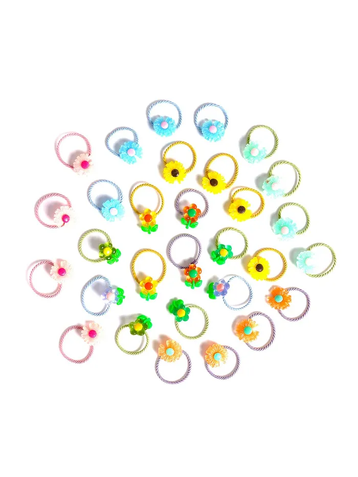 Earrings Yellow Chimes Melbees by Yellow Chimes Rubber Bands for Girls Kids Hair Accessories for Girls Hair Tie 30 Pcs Cute Floral Rubberbands for Kids Ponytail Holder For Baby Girls Toddlers