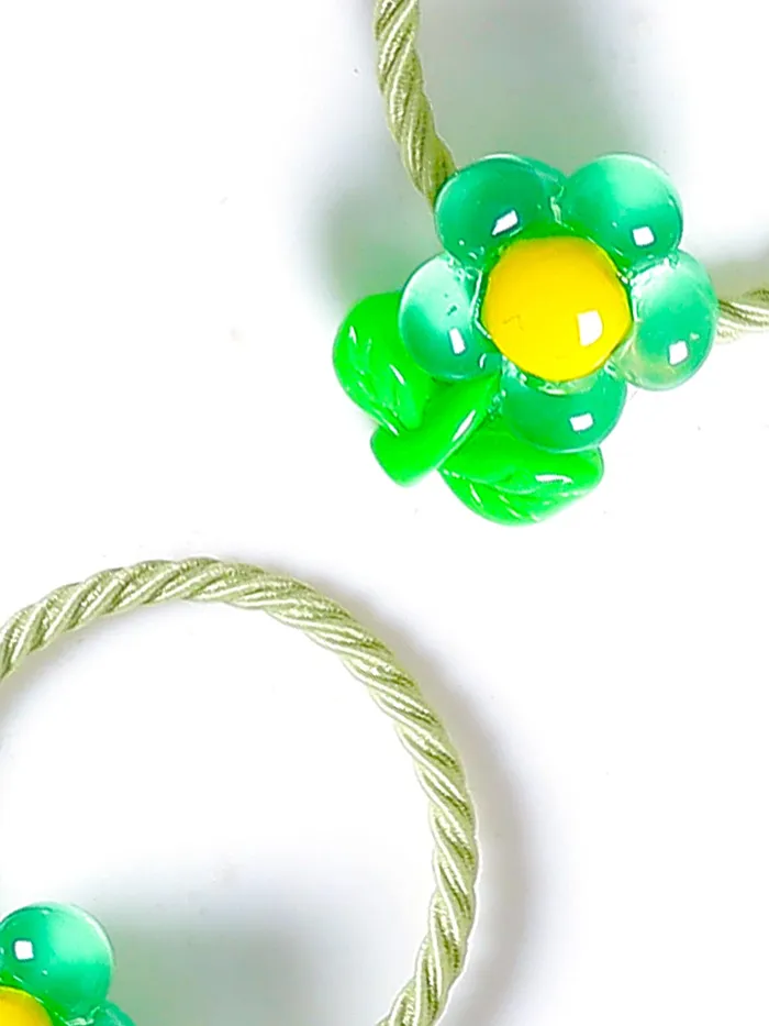 Earrings Yellow Chimes Melbees by Yellow Chimes Rubber Bands for Girls Kids Hair Accessories for Girls Hair Tie 30 Pcs Cute Floral Rubberbands for Kids Ponytail Holder For Baby Girls Toddlers