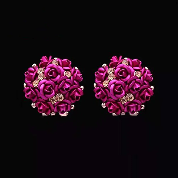 Earrings Yellow Chimes Pink Floral Stud Earrings For Women and Girls Yellow Chimes