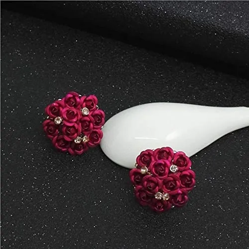 Earrings Yellow Chimes Pink Floral Stud Earrings For Women and Girls Yellow Chimes