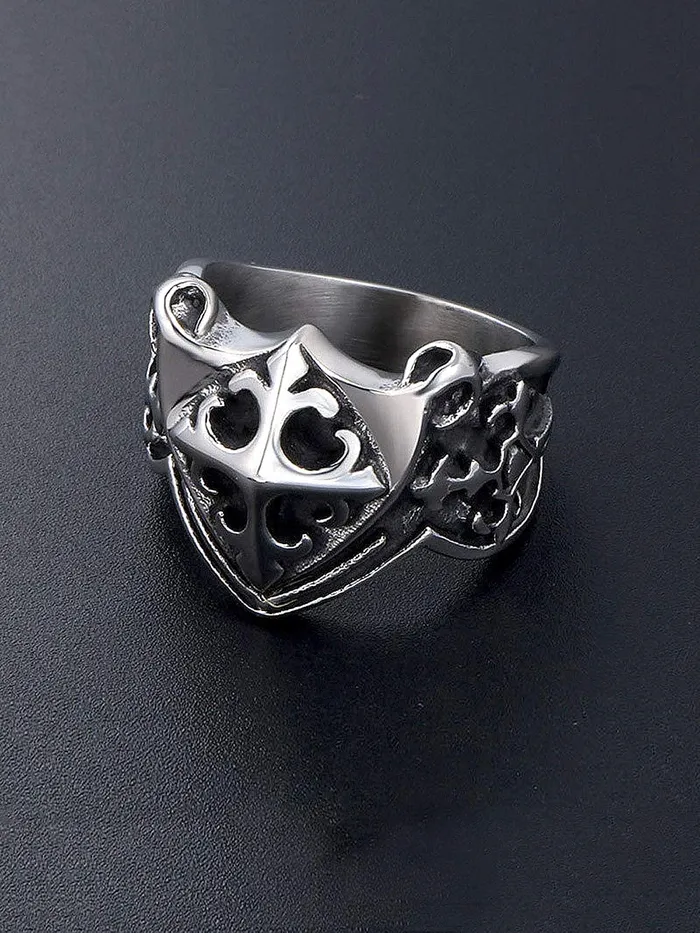 Earrings Yellow Chimes Rings for Men Silver Ring Engraved Cross Divine Stainless Steel Bikers Rings For Men and Boys Yellow Chimes