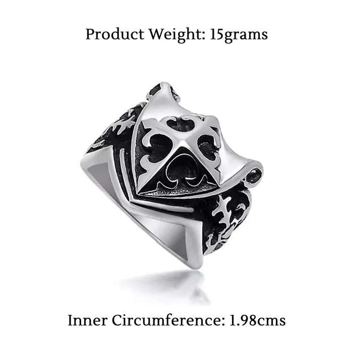Earrings Yellow Chimes Rings for Men Silver Ring Engraved Cross Divine Stainless Steel Bikers Rings For Men and Boys Yellow Chimes