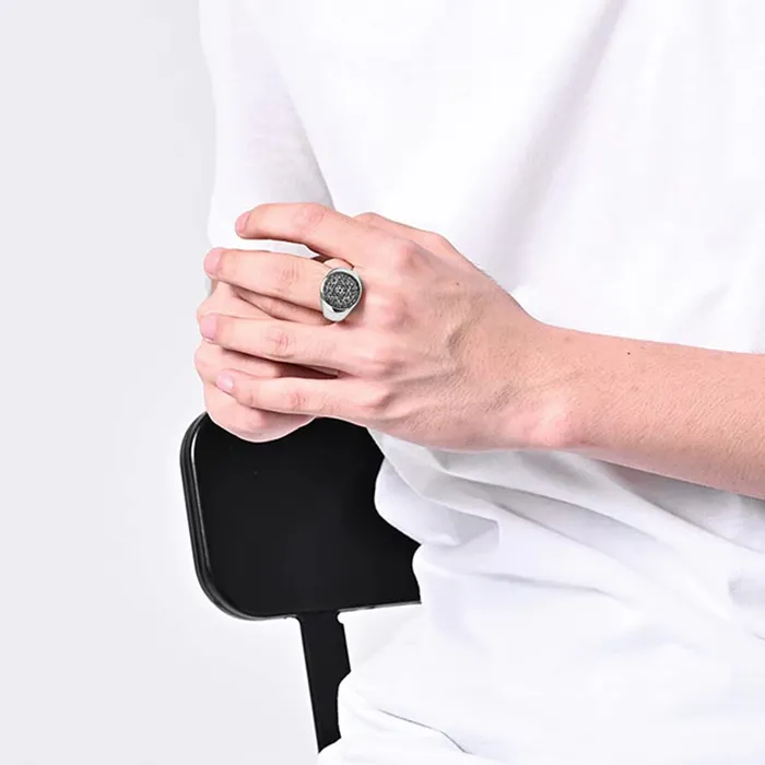 Earrings Yellow Chimes Rings for Men Stainless Steel Silver Ring The Seals of The Seven Archangels Protection Band Designed Ring for Men and Boys Yellow Chimes