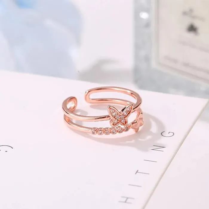 Earrings Yellow Chimes Rings for Women and Girls Crystal Ring Adjustable Crystal Rings Rose Gold Tone Combo of 3pcs Ring for Women Birthday Gift For girls and women Anniversary Gift for Wife Yellow Chimes