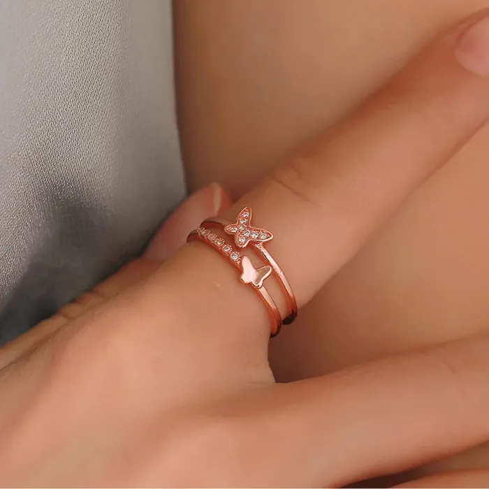 Earrings Yellow Chimes Rings for Women and Girls Crystal Ring Adjustable Crystal Rings Rose Gold Tone Combo of 3pcs Ring for Women Birthday Gift For girls and women Anniversary Gift for Wife Yellow Chimes