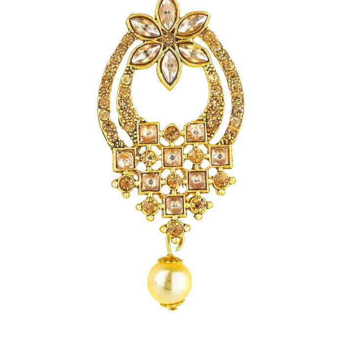 Earrings Yellow Chimes Stylish Traditional Pearl Drops Kundan Jadau Dangler Earrings for Women and Girls Yellow Chimes
