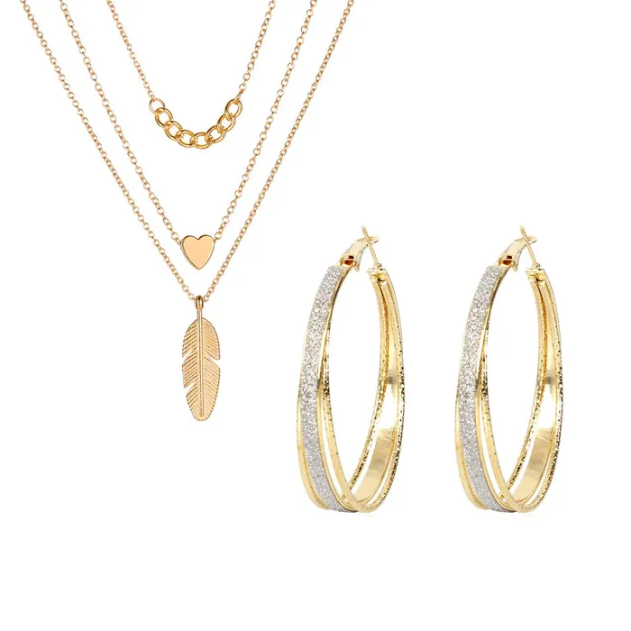 Earrings Yellow Chimes Trendy Fashion Multilayered Gold Plated Leaf Design Choker Necklace Earring Combo for Women and Girls Earrings Yellow Chimes Trendy Fashion Multilayered Gold Plated Leaf Design Choker Necklace Earring Combo for Women and Girls