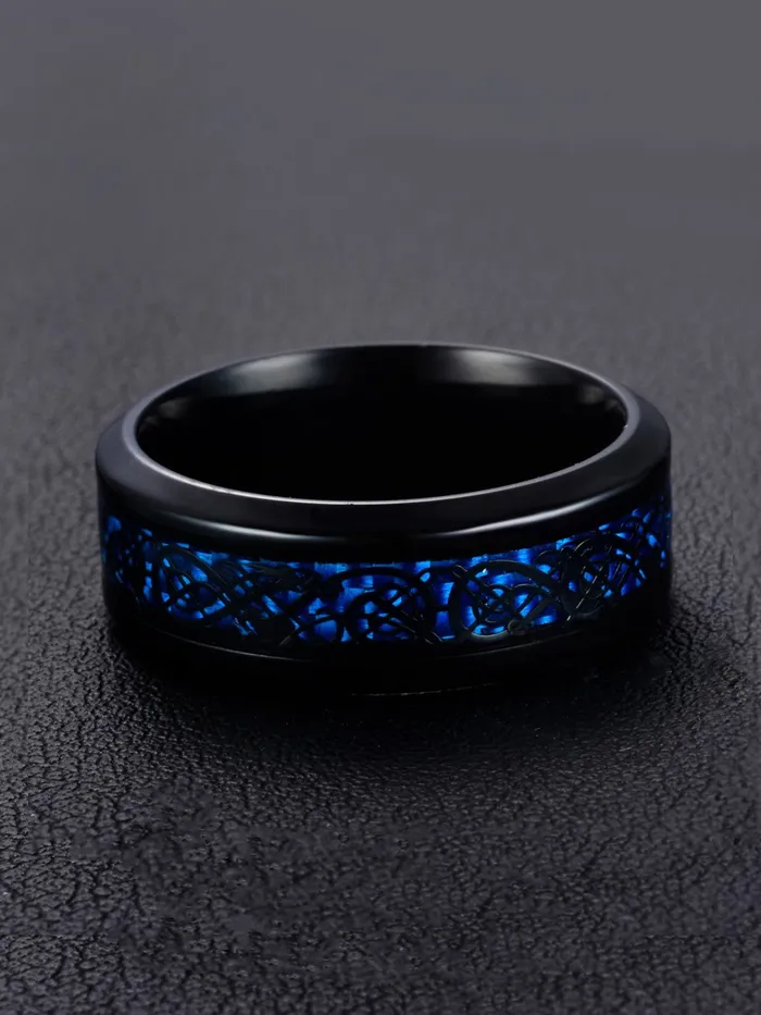 Earrings Yellow Chimes Yellow Chimes Black Rings For Men Pack of 1 Stainless Steel Men Ring Dragon Celtic Design Black Finger Ring for Boys Ideal Gift For Men and Boys