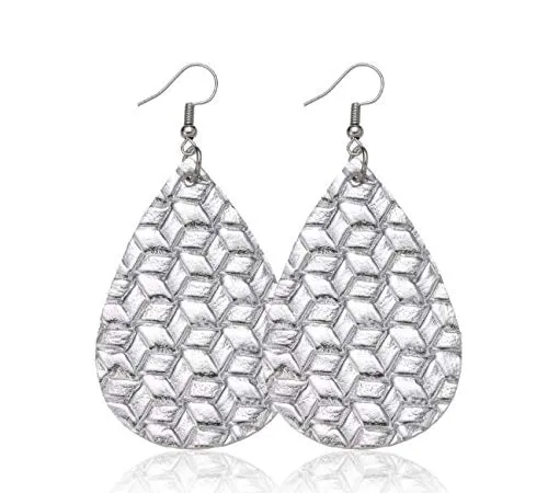 Earrings Yellow Chimes Yellow Chimes Combo of 2 Pairs Teardrop PU Leather Creative Party Ware Bohemia Leaf Dangle Drop Earring for Women and Girls