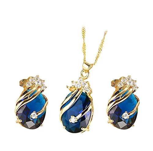 Earrings Yellow Chimes Yellow Chimes Crown Drop Blue Gold Plated Pendant Set for Girls and Women Earrings Yellow Chimes Yellow Chimes Crown Drop Blue Gold Plated Pendant Set for Girls and Women