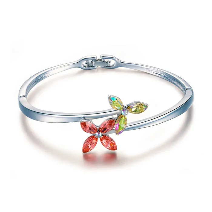 Earrings Yellow Chimes Yellow Chimes Crystals from Swarovski Multicolor Crystal Flower Designer Bracelet for Women and Girls